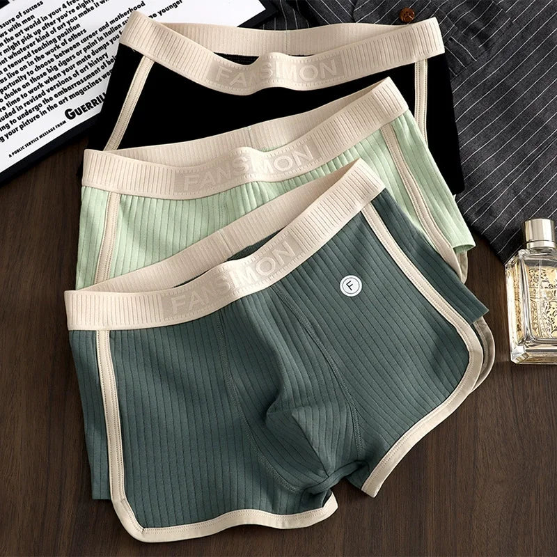 Men's 100% Cotton Solid Striped Boxers