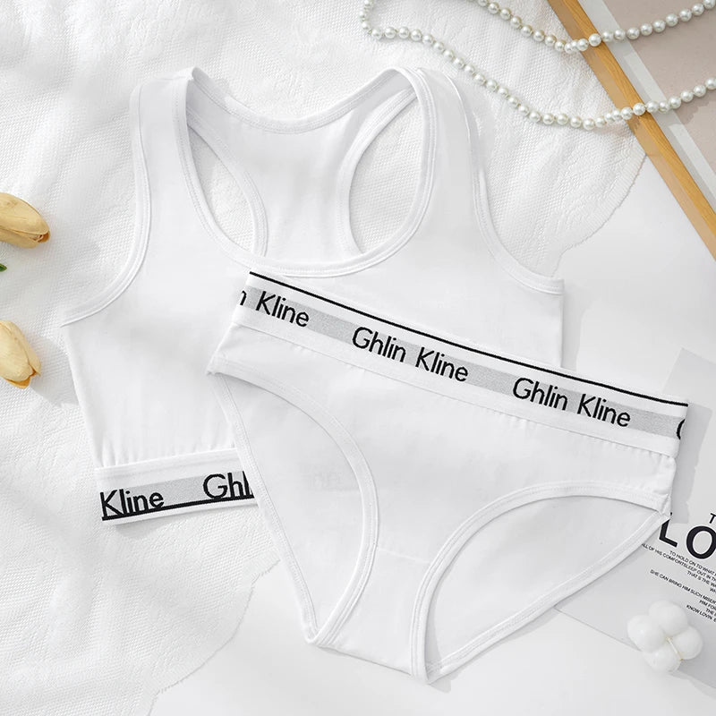 2PCS Cotton Sports Underwear Set For Female
