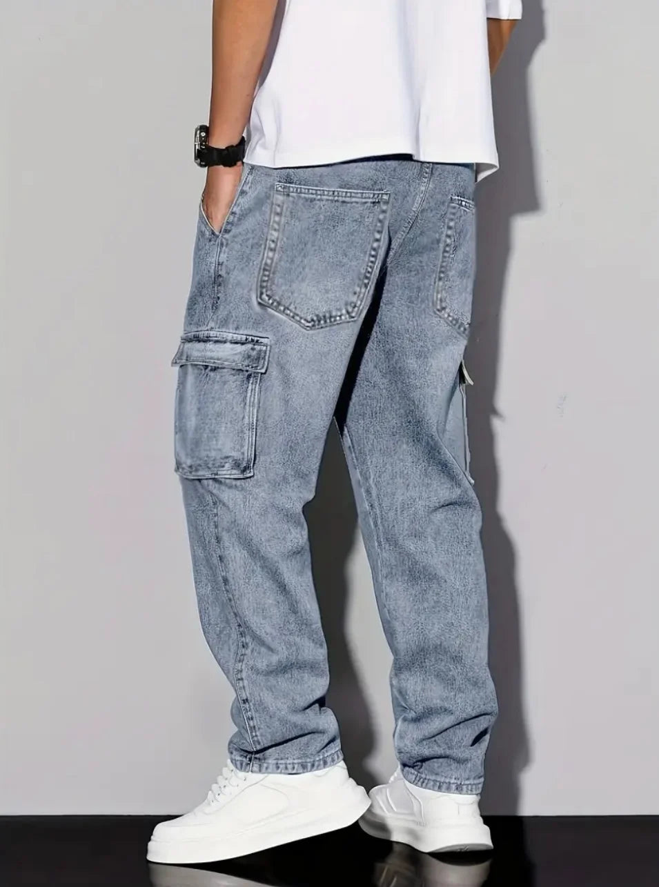 Men’s American Retro Casual Cargo Jeans