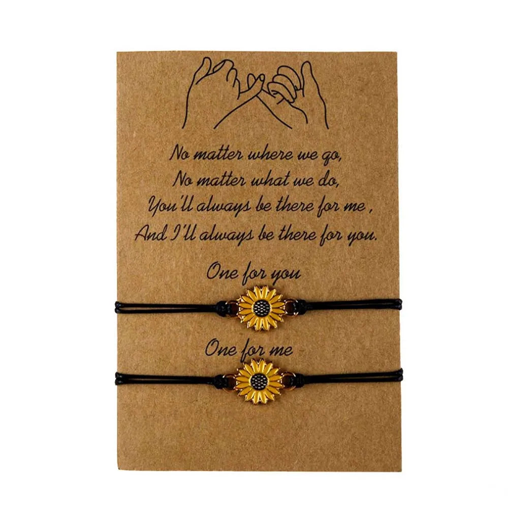 Sunflower Love And Friendship Daisy Black String Bracelet