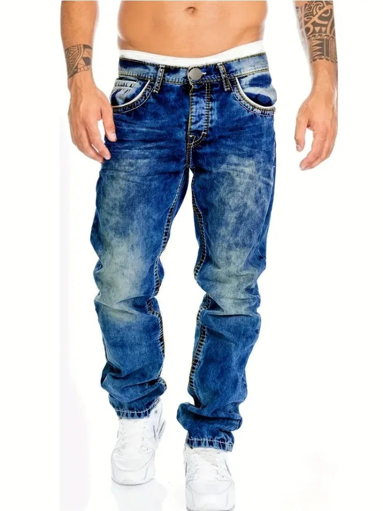 Men’s Vintage Wash Slim Streetwear Jeans