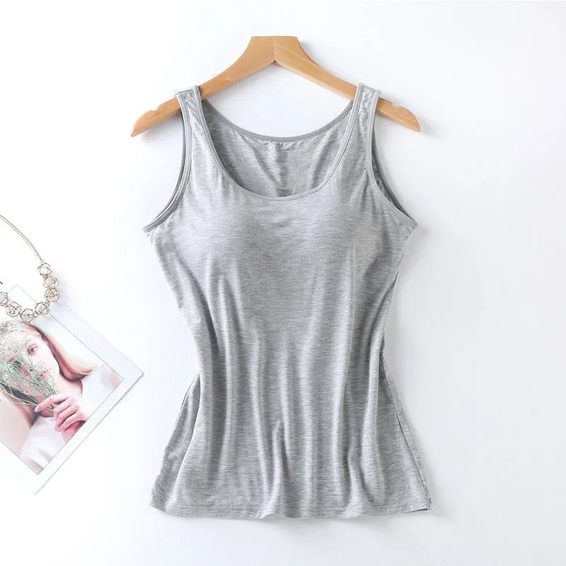Ice Silk Tank Top Wireless Padded