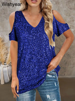 Load image into Gallery viewer, Luxury Sequin Patchwork Woman&#39;s Top
