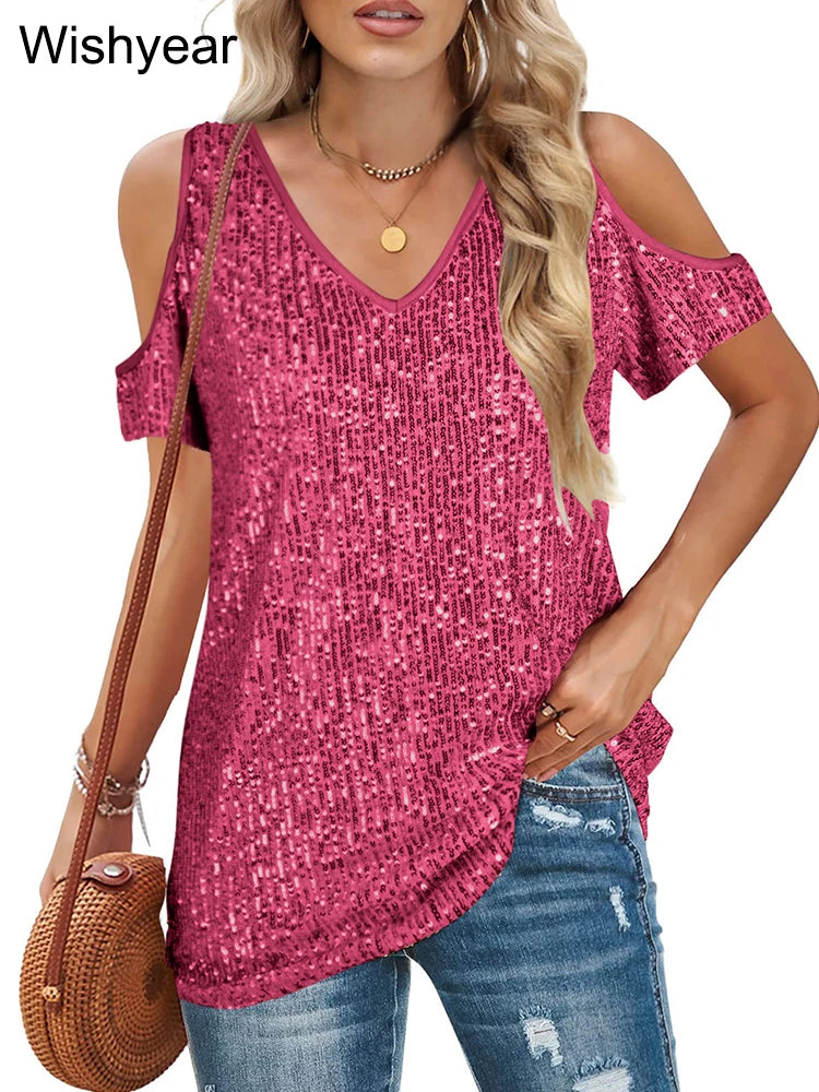 Luxury Sequin Patchwork Woman's Top