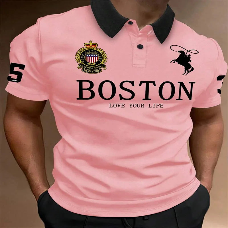 Men's Simple Sporty Ribbed Polo Shirt