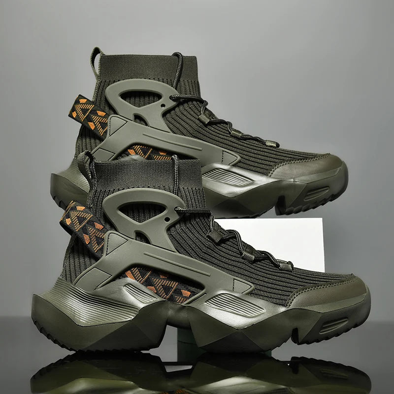 Retro Anti slip Brown High Top Male Sneakers