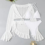 Load image into Gallery viewer, Women's 4 Piece Bikini Swimwear With Trim Cover Up Swimsuit Set
