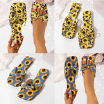 Load image into Gallery viewer, Woman Sunflower Bowknot Design Mule Slip-on Flat Shoes
