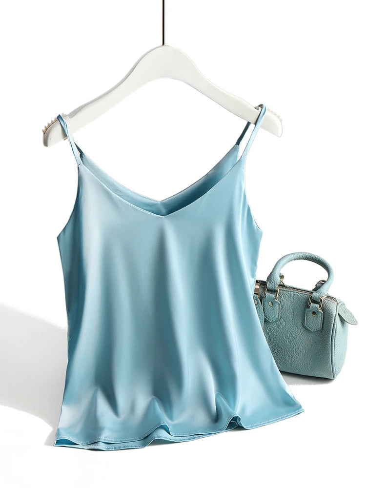 Women Summer Silk Sleeveless Tops