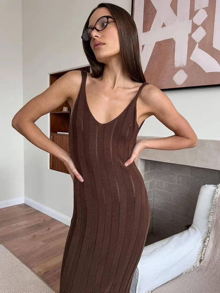 Trendix Knitted Elegant Long Backless Dress