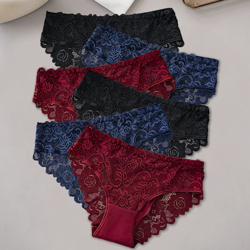 Women's 6-PCS Cotton Lace Panties Set.