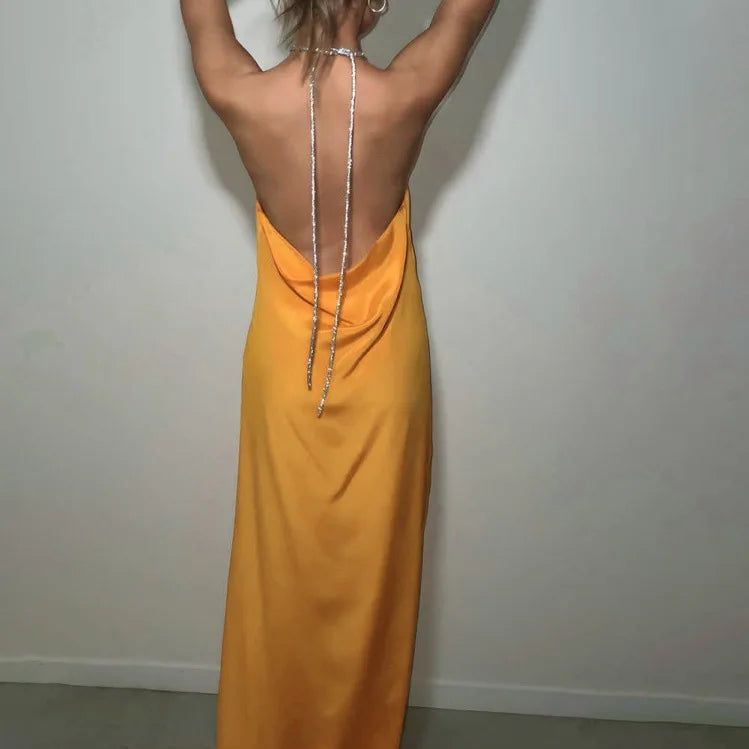 Women Elegant Sexy Satin Dress