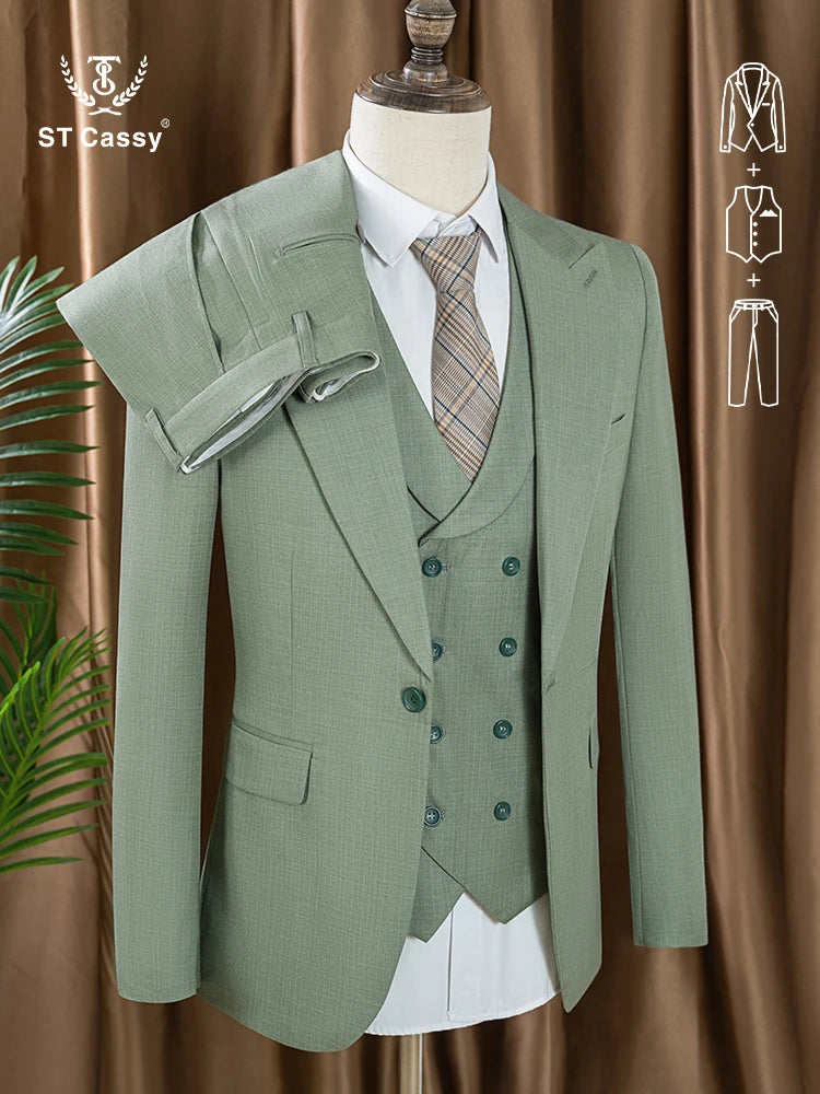 Men's Green Slim Fit Formal Business Suit