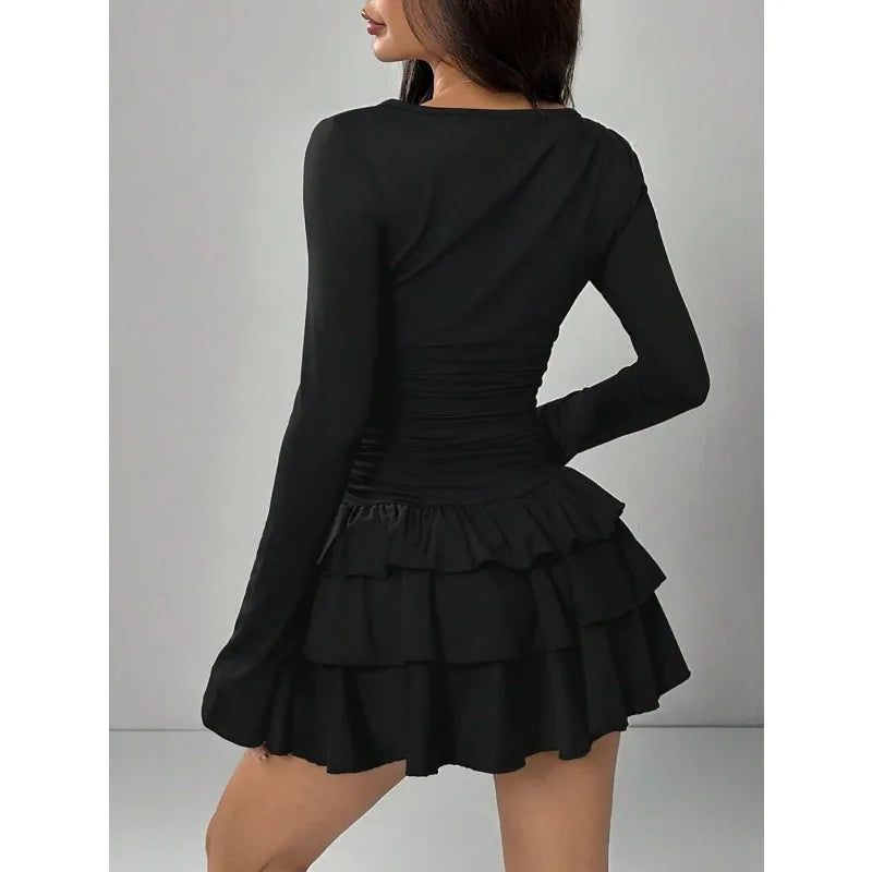 Women Elegant Flare Sleeve High Waist Bodycon Dress