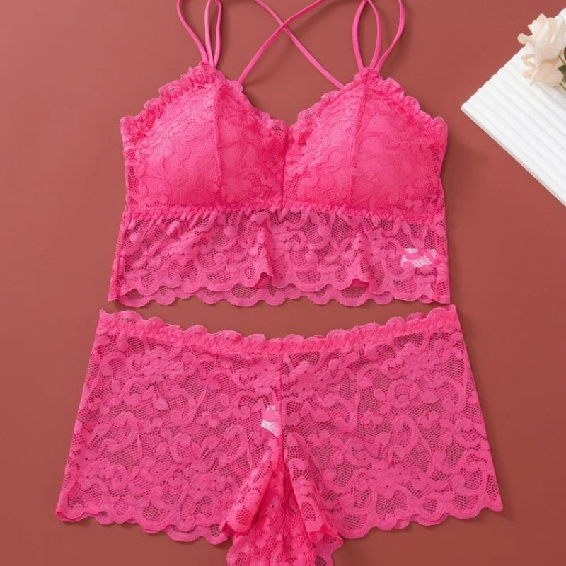 Women's Lace Non-wire Bra And Panties Set.
