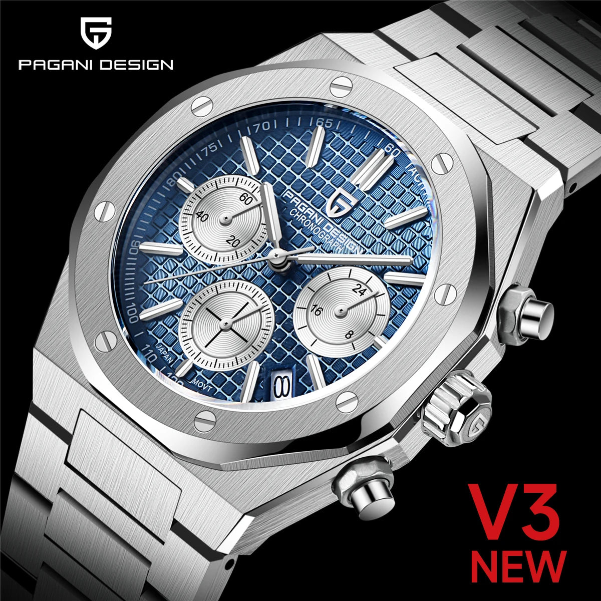 Men's Quartz Sapphire Stainless Steel Watch