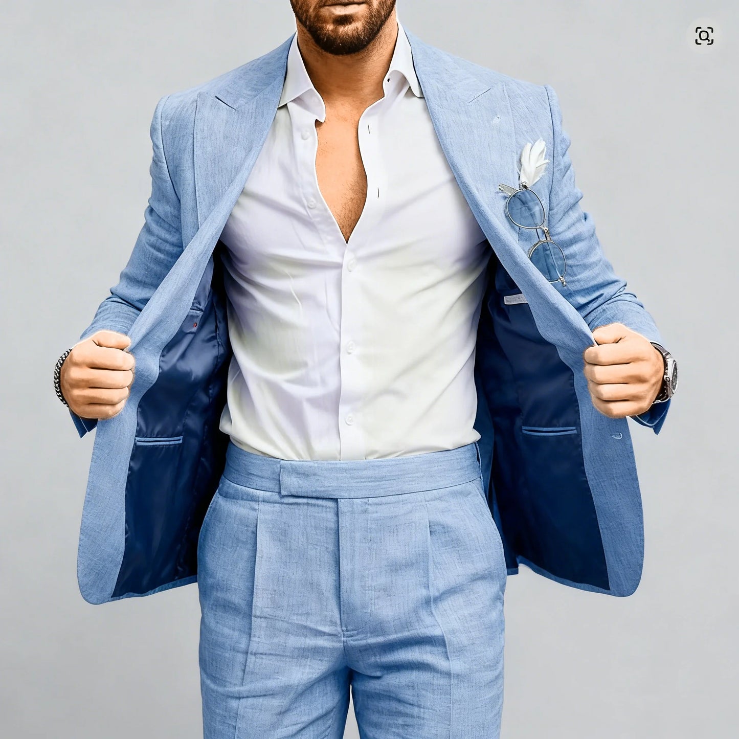 Men's Slim Fit Linen 2 Piece Suit