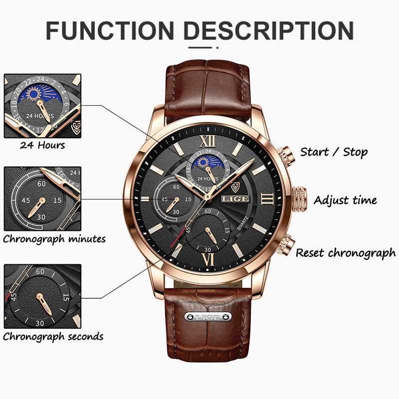 Man Leather Quartz Watch
