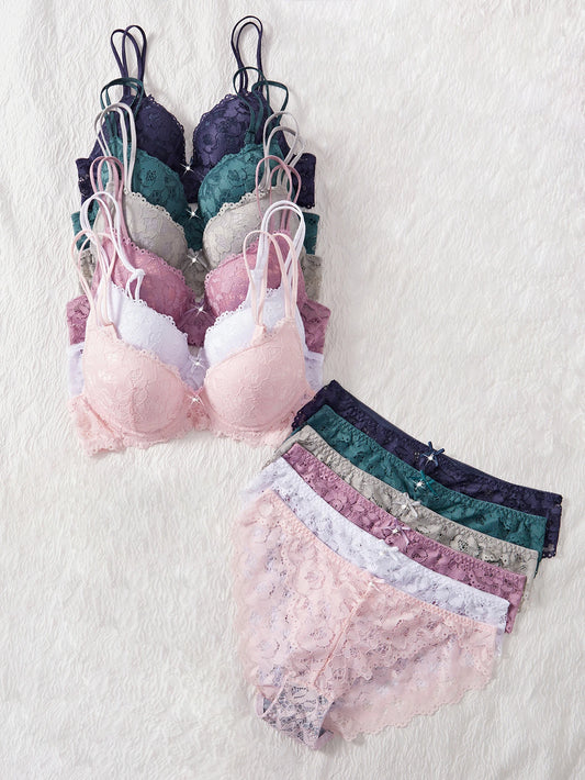 Women's 6-Piece Lace Underwear Set.