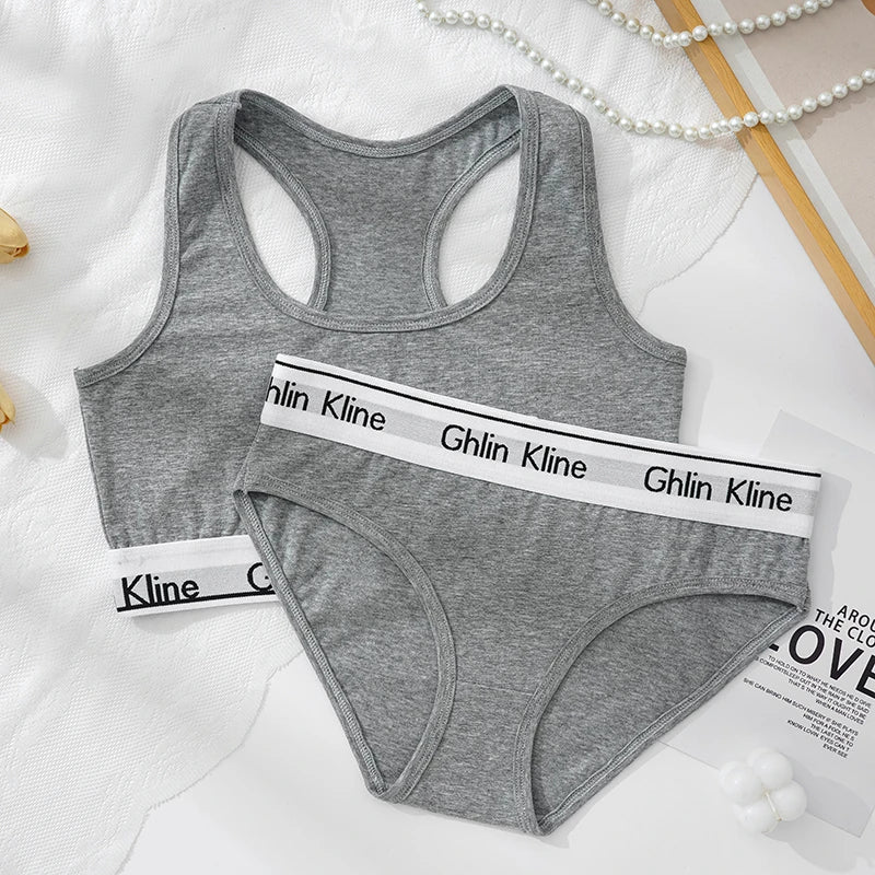 2PCS Cotton Sports Underwear Set For Female