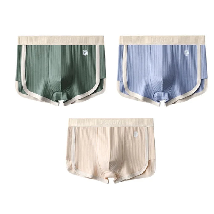 Men's 100% Cotton Solid Striped Boxers