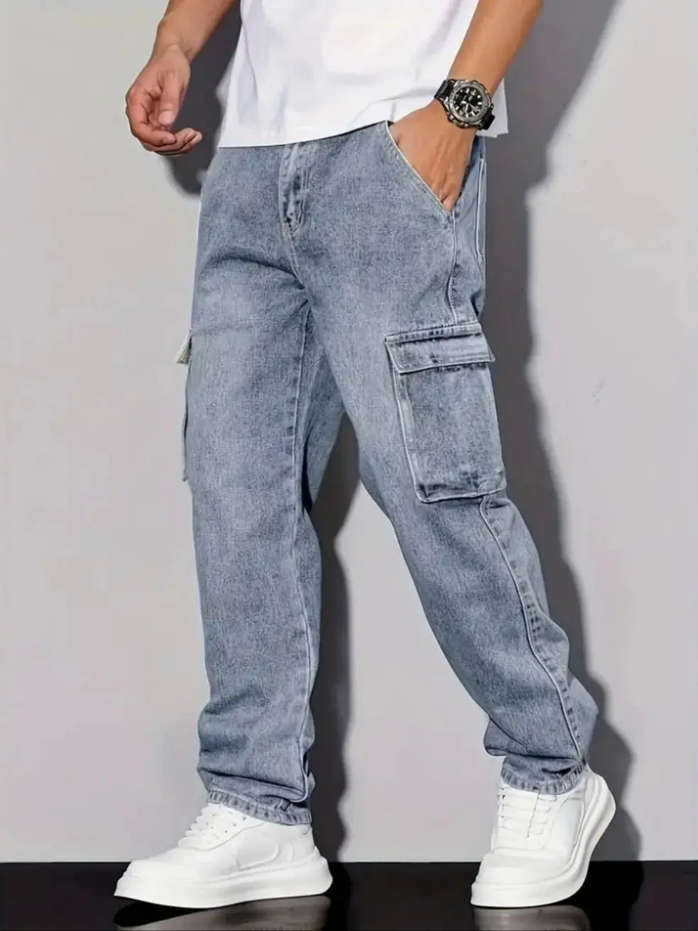 Men’s American Retro Casual Cargo Jeans