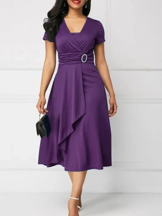 V-Neck Asymmetric Evening Dress