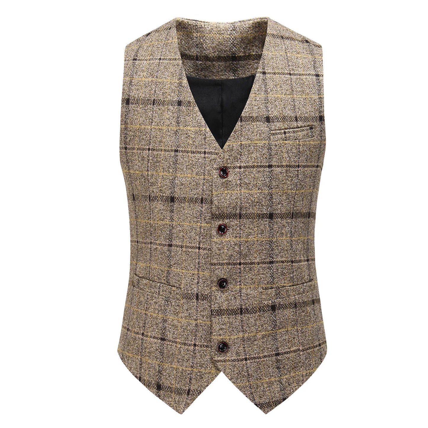 British Style Retro Plaid Single-breasted Long Sleeve Men Three-piece Suits