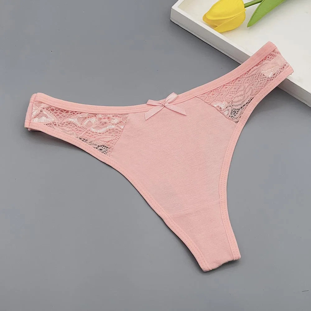 5 Pack of Women's Cotton Lace Thongs.