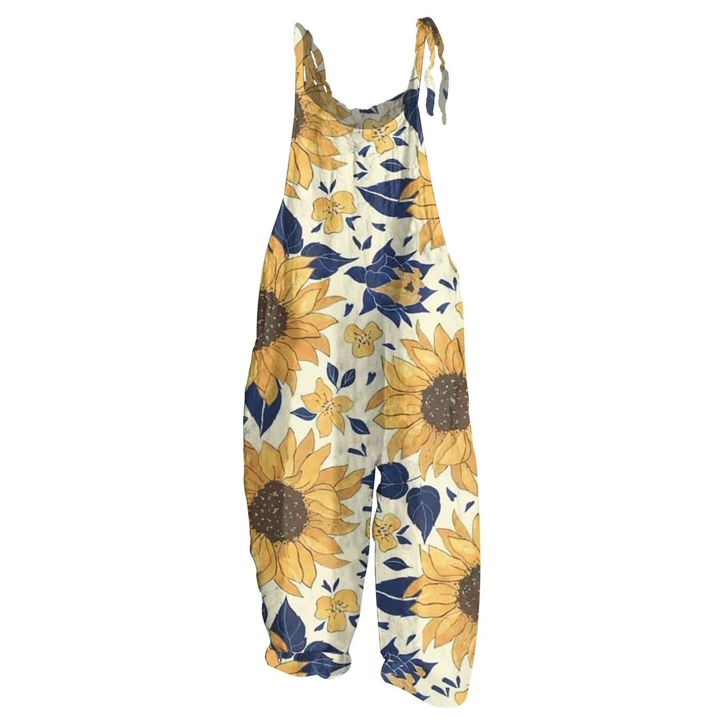 Women Fashion Slim Sunflower  Jumpsuit