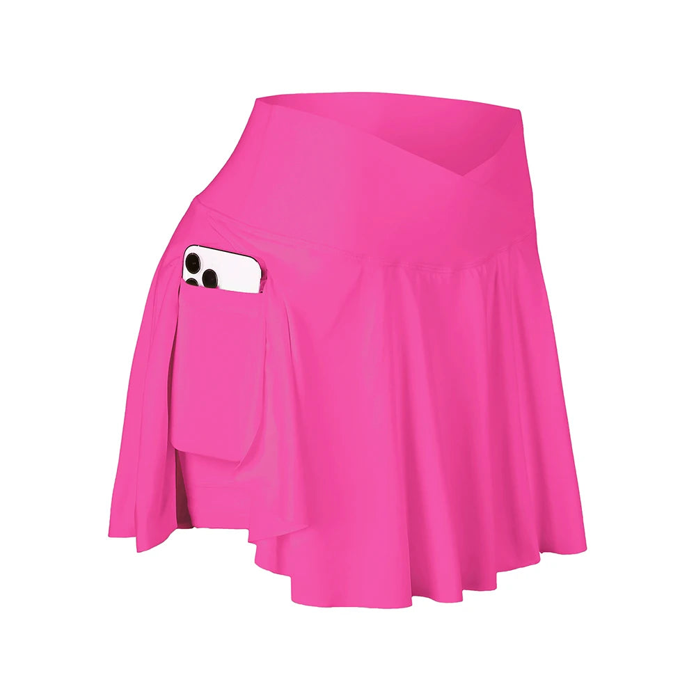 Pink skirt with a pocket on a white background