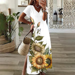 Load image into Gallery viewer, Sunflower Print Floral Graphic Dress
