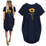 Load image into Gallery viewer, Women&#39;s Faith Sunflower Print Loose Size Dress
