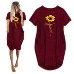 Load image into Gallery viewer, Women&#39;s Faith Sunflower Print Loose Size Dress
