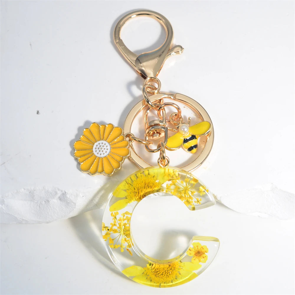 Cute Artificial Pearl Bee Pendant Keychain