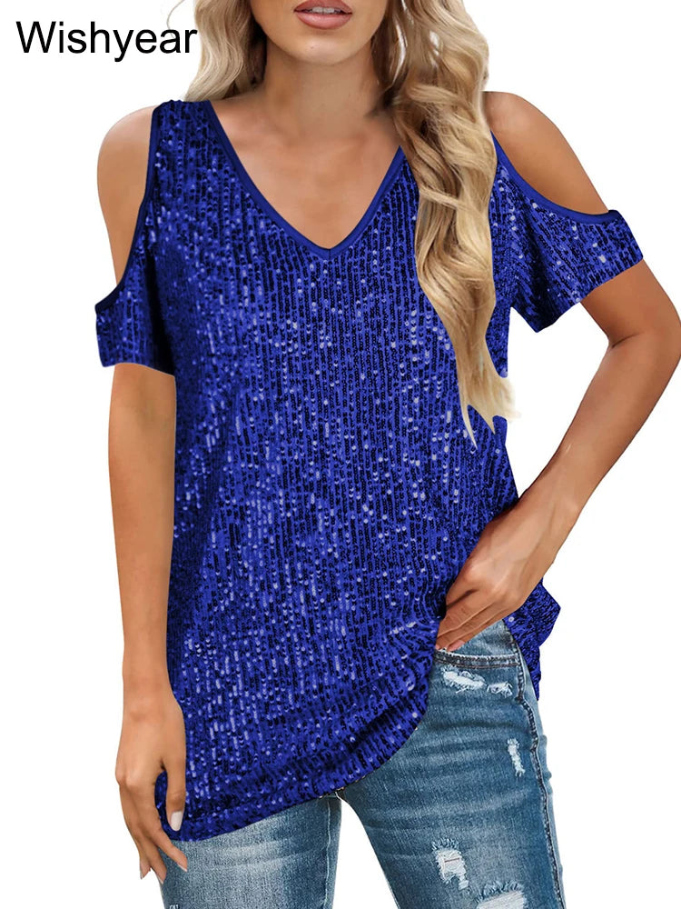 Luxury Sequin Patchwork Woman's Top