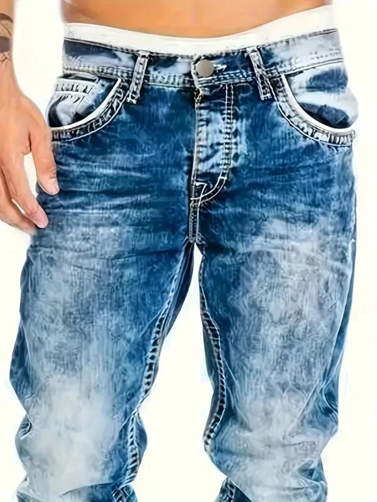 Men’s Vintage Wash Slim Streetwear Jeans