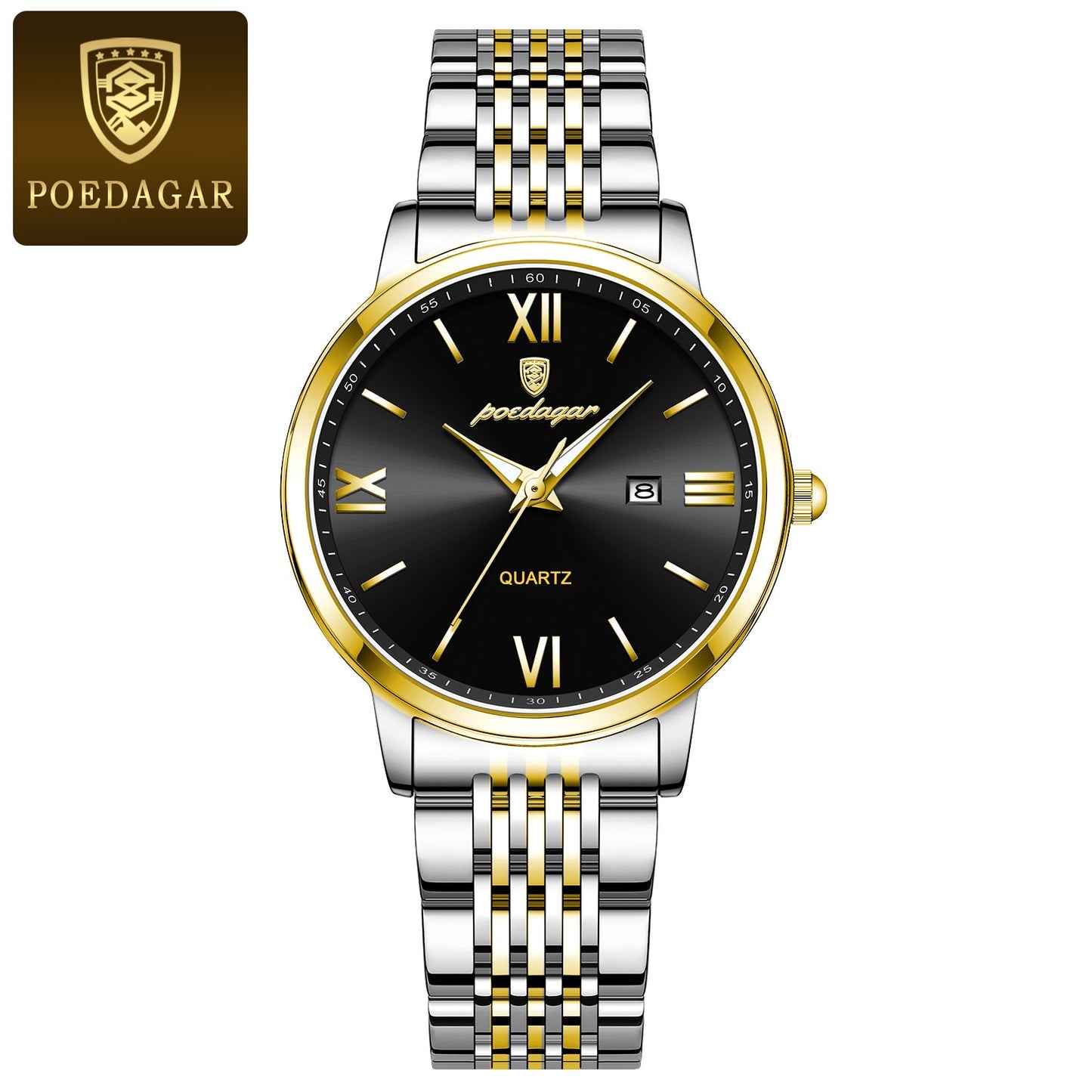 Waterproof Luminous Date Gold Watch For Women