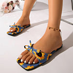 Load image into Gallery viewer, Woman Sunflower Bowknot Design Mule Slip-on Flat Shoes

