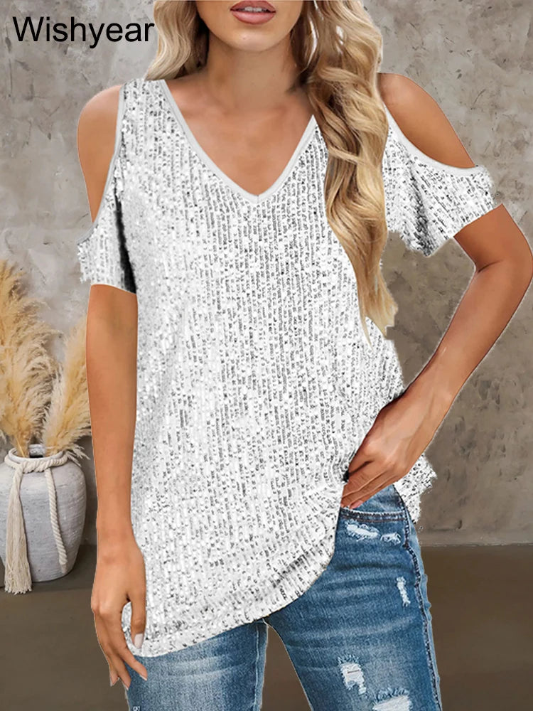 Luxury Sequin Patchwork Woman's Top
