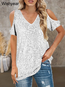 Luxury Sequin Patchwork Woman's Top