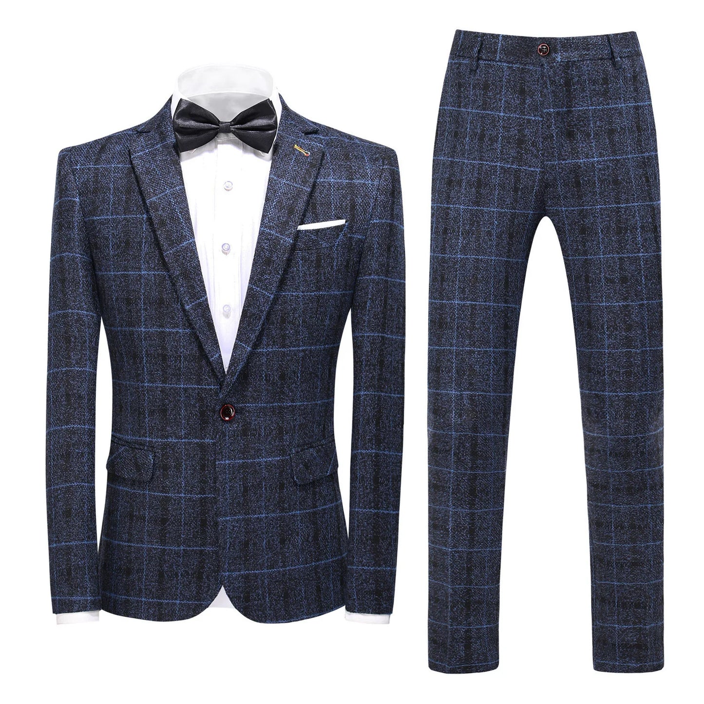 British Style Retro Plaid Single-breasted Long Sleeve Men Three-piece Suits