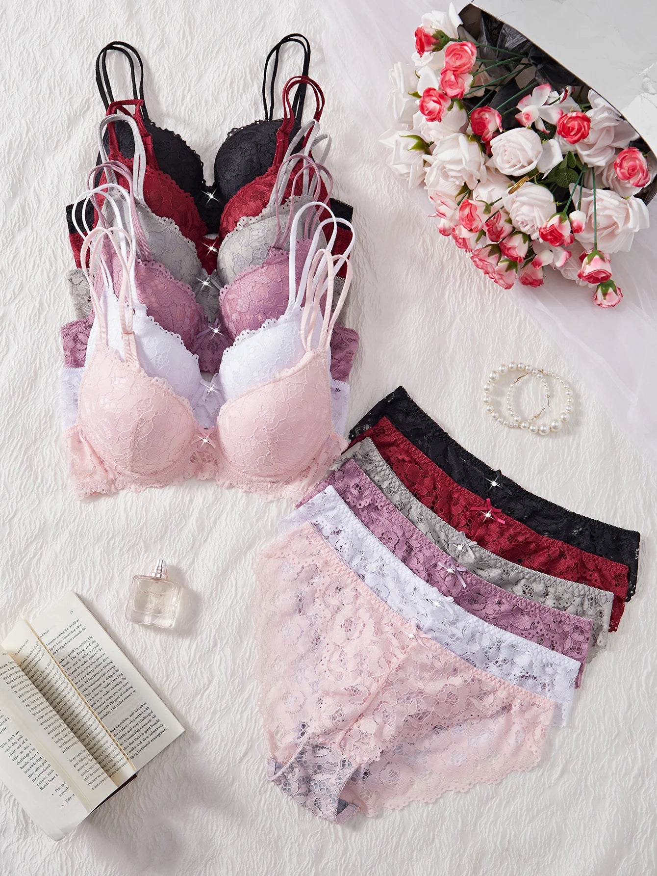 Women's 6-Piece Lace Underwear Set.