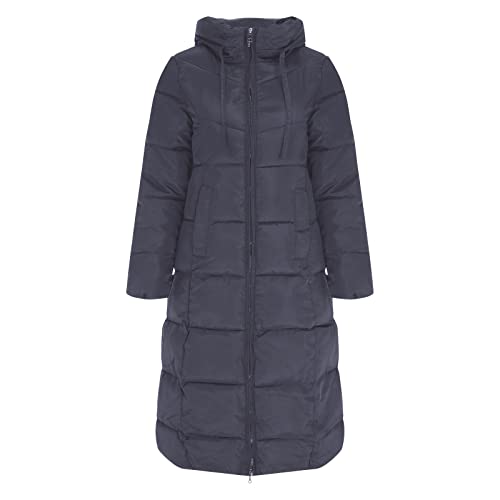 Women's Long Waterproof Hooded Raincoat (24-Gray,L)