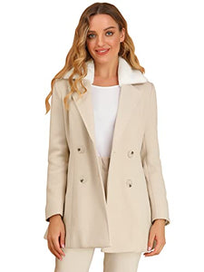Women's Spring Coat Double Breasted Belted (Cream)