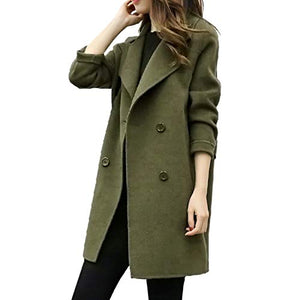 Women's Autumn Winter Slim Coat (Green-M)