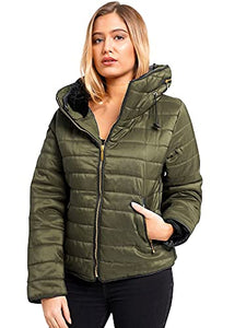Women's Fitted Collar - Quilted Hood Outwear Long Sleeve Spring Coat