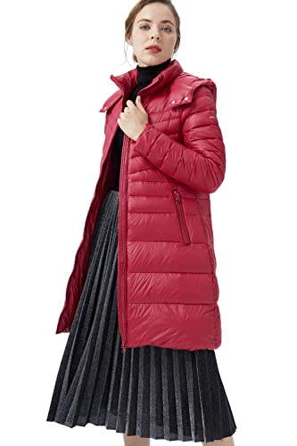 Women's Winter Long Coat with Stand Collar Persian (Red M)