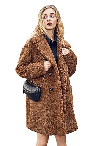 Women Teddy Bear Long Brown Coat
