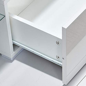 MeJa TV Stand Unit with LED Lights, High Gloss White TV Unit,